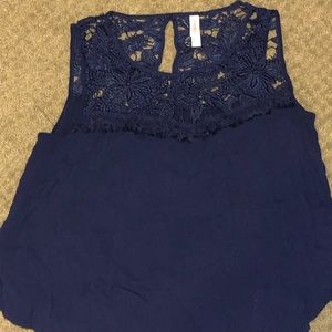 Royal blue top with beautiful embroidery detail